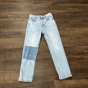 Reformation Cynthia Patch High Rise Straight Jeans Size 28